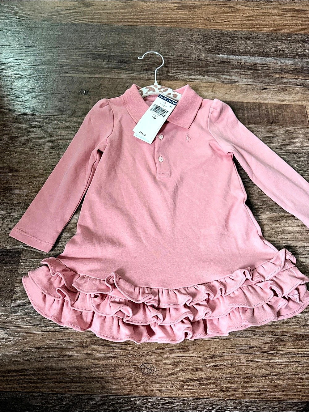 Ralph Lauren Ruffled Polo Dress & Bloomer Pink Baby 18M